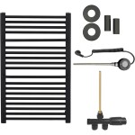 CERANO Koupelnový radiátorový set Antonio - kombinované vytápění, wifi tyč - boční jednobodové připojení - 300W - černá matná - 860x550 mm