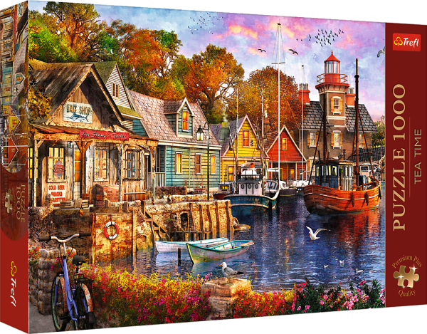 Puzzle Premium Plus - Čajový čas: Přímořský přístav 1000 dílků 68,3x48cm v krabici 40x27x6cm - Trefl