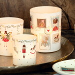 GREEN GATE Skleněný svícen Cindarella Xmas White 10 cm, bílá barva, sklo