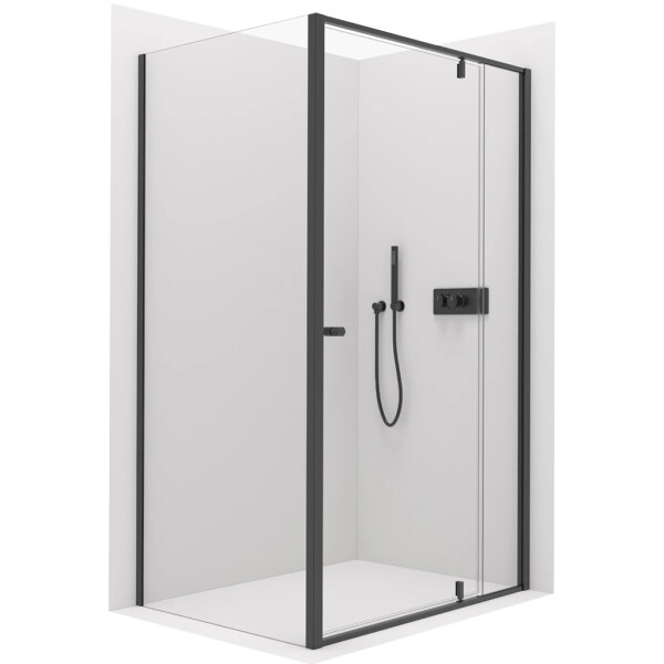 CERANO - Sprchový kout Santini L/P - 6 mm - černá matná, transparentní sklo - 140x80x195 - pivotový CER-429013
