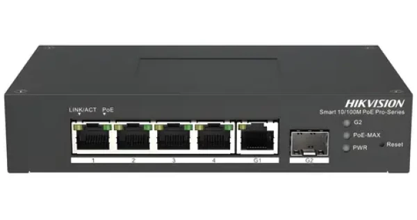 Hikvision DS-3T1306P-SI/HS / Switch / Smart / 4x 100 Mbps PoE / 1x Gb RJ45 / 1x Gb SFP / 60W (DS-3T1306P-SI/HS)