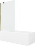 MEXEN/S - Cubik obdélníková vana 160 x 70 cm s panelem + vanová zástěna 100 cm, transparent, zlatá 550316070X9510000050