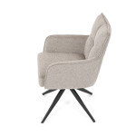 Židle jídelní, taštičkové pružiny v sedáku, 180° otočný mechanismus, lanýžová voděodolná látka, černý kov