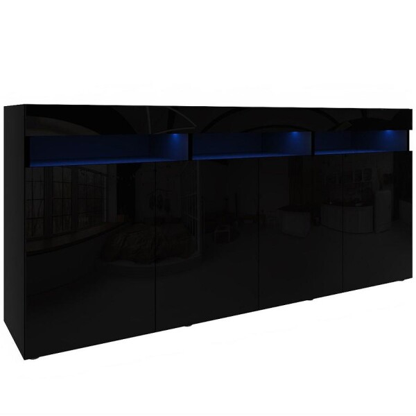 Komoda Izumi 175 BL černá mat/lesk