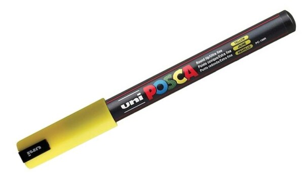 Akrylový popisovač Uni Posca 1MR 0,7 mm trubičkový hrot, žlutý 02