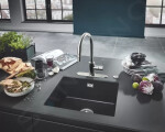 GROHE - Dřezy Kompozitní dřez K700 s odtokem, 533x457 mm, granitová černá 31654AP0