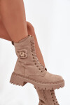 Dámské workery boty s ozdobným prvkem zateplené béžové Kalindra 38