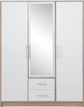 Šatní skříň Smart SR2 Varianta: Se zrcadlem, Barva korpusu + barva dveří: Dub sonoma + Bílá