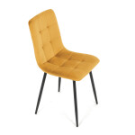 Židle jídelní, žlutá sametová látka, nohy černý kov