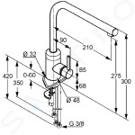 KLUDI - L-ine Páková dřezová baterie, chrom 428190577