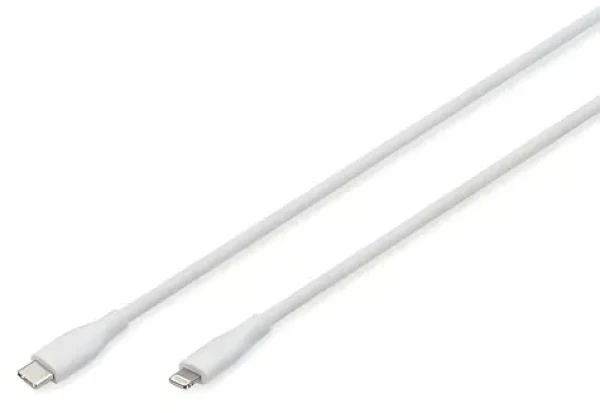 Digitus USB-C - Lightning bílá / Nabíjecí a datový kabel / silikon / 0,5 m / MFI / 60 W / USB 2.0 (AK-600110-005-W)