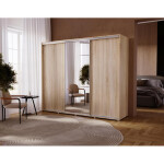 Šatní skříň Silver Barva korpusu: Antracit, Rozměry: 255 cm, Dveře: Zrcadlo