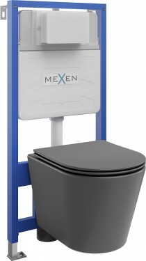 MEXEN/S - WC předstěnová instalační sada Fenix Slim s mísou WC Rico + sedátko softclose, tmavě šedá mat 61030724071
