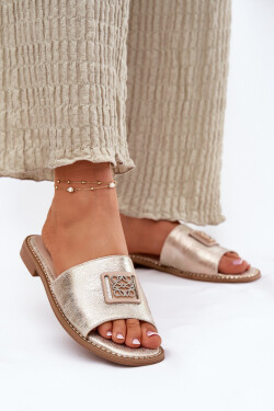 Dámské Sandály Na Plochém Podpatku S Ozdobou KV51-089 Zlaté 36