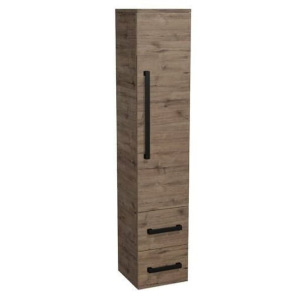 Koupelnová skříňka vysoká s černou úchytkou SAT Cube Way 35x163x33 cm dub Wellington mat CUBE3CV35DW CUBE3CV35DW