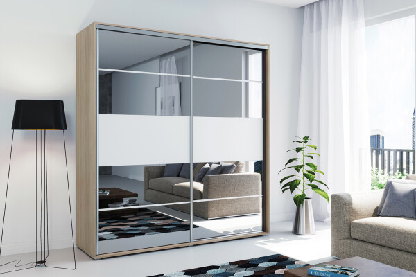Šatní skříň Ska A6 XL Barva korpusu: Dub - sonoma, Rozměry: 125 cm, Dveře: Bílé