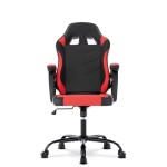 Herní křeslo, červená a černá ekokůže, houpací mechanika, opěrák 135°