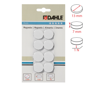 Dahle magnet plánovací, Ø 13 mm, 1 N, 8 ks, bílé