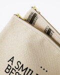 House Doctor Kosmetická taštička Canva Off-white – set 2 ks, krémová barva, textil