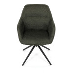 Židle jídelní a konferenční, zelená látka, černé kovové nohy, otočný mechanismus