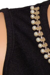 Společenské značkové šaty LUXESTAR zdobené perlami krátké černé Černá LUXESTAR Černá
