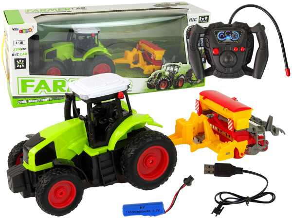 Mamido Elektrické autíčko Rolnícky Traktor s Lisem R/C 1:16 Zelený