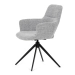 Židle jídelní, šedá látka, 360° vratný mechanismus, černý kov