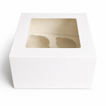 Cake star Bílá krabice s průhledným víkem na 4ks muffinů