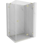 MEXEN/S - Lunar sprchový kout dveře křídlové pravá 75 x 80, transparent, zlato kartáčovaná 834-075-080-55-00-P