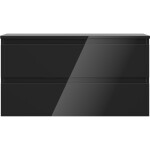 MEXEN/S - Orio koupelnová skříňka pod umyvadlo 90 cm s deskou, 2 zásuvky, černá lesk 91A10-09047-2-BFFC70