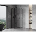 MEXEN/S - Mist L sprchový kout pětiboký křídlový 80 x 80, transparent, černá 8A8L-080-080-70-00