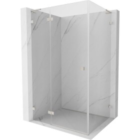 MEXEN/S - Lunar L sprchový kout dveře křídlové levá 75 x 80, transparent, nikl kartáčovaný 834L-075-080-97-00-L