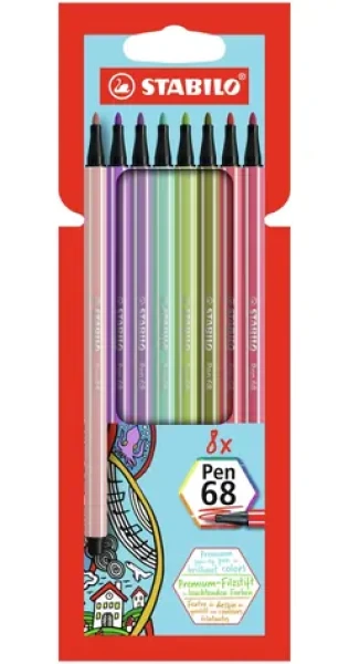 STABILO® Pen 68 - Prémiový vláknový fix - 8 ks sada - 8 různých barev (SB-68-8-02)