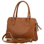 Módní dámská kožená kabelka do ruky Sawina, koňaková