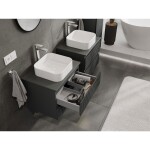 MEXEN/S - Rivel koupelnová skříňka pod umyvadlo 60 cm s deskou, 2 zásuvky, reliéf , grafit mat 91A20-06047-2-BFFC66