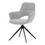 Židle jídelní, šedá látka, 360° vratný mechanismus, černý kov