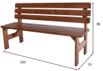 ROJA VIKING zahradní lavice dřevěná LAKOVANÁ - 150 cm