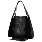 Luxusní dámská kožená kabelka na rameno Cynthia, černá