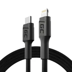 Green Cell Power Stream černá / Nabíjecí a datový kabel Lightning - USB-C / MFi / 1 m (KABGC07)