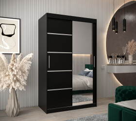 Šatní skříň Abi V2 Barva korpusu: Černá, Rozměry: 120 cm, Dveře: Černá