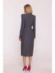 S412 Tužkové šaty s ozdobnými rameny - šedé EU S