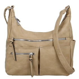 Stylová dámská koženková crossbody kabelka Timea, tmavě béžová