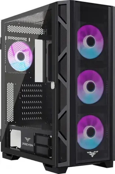 PREYON Nest Meshy+ ARGB černá / ATX / USB-A 3.0 / 2x USB-A 2.0 / 4x 120mm / bez zdroje / průhledná bočnice (PRENMP04B)