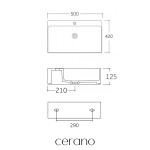 CERANO - Umyvadlo keramické - nástěnné i na desku - Peno - bílá lesklá - 50x42 CER-428407