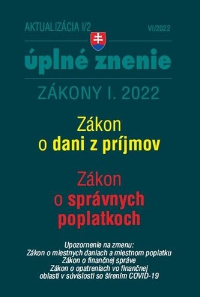 Aktualizácia I/2 2022 daňové účtovné zákony