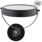 Erga Eda, LED osvětlené kosmetické zrcadlo na make-up ø20 cm, černá matná, ERG-YKA-CH.EDA-BLK