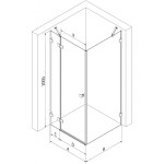 MEXEN/S - Lunar sprchový kout dveře křídlové levá 95 x 70 cm, transparent, nikl kartáčovaný 834-095-070-97-00-L