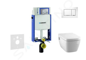GEBERIT - Kombifix Modul pro závěsné WC s tlačítkem Sigma30, bílá/lesklý chrom + Tece One - sprchovací toaleta a sedátko, Rimless, SoftClose 110.302.00.5 NT5