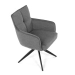 Židle jídelní, taštičkové pružiny v sedáku, 180° otočný mechanismus, šedá voděodolná látka, černý kov