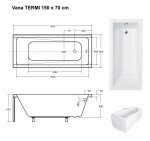 BESCO - Obdélníková vana TERMI - Nožičky k vaně - S nožičkami, Rozměr vany - 150 × 70 cm OLVTER15+OLVPINOZ